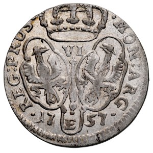 Kingdom of Prussia, Frederick II the Great 1740–1786, Six-Reichsthaler 1757 E, Königsberg.