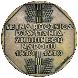 A medal from 1930 commemorating the 100th anniversary of the November Uprising, 1830–1930.