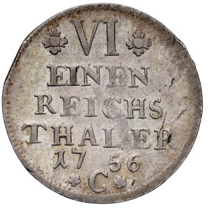 Kingdom of Prussia, Frederick II the Great, 1740–1786, 1/6 thaler, 1756 C, Kleve.