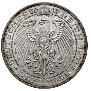 Allemagne, Prusse, Guillaume II (1888-1918), 3 marks 1911 A, Berlin, 100e anniversaire de l'université de Wrocław.