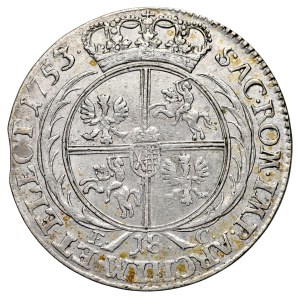 August III, 1733–1763, 18 groszy, 1753, Leipzig.