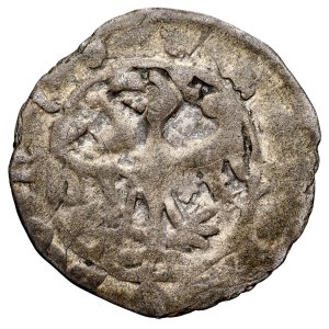 Casimir the Great, 1333–1370, Denarius, Kraków. Obverse: Head wearing a crown. Reverse: Piast eagle.