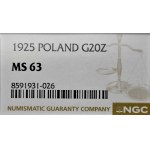 Second Polish Republic, 20 zlotych, 1925, Chrobry, Warsaw.