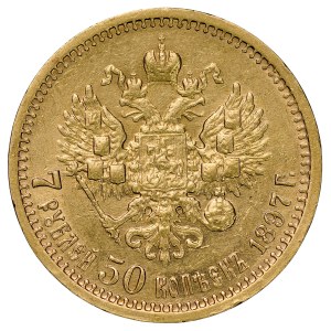 Russia, Nicholas II, 1894–1917, 7.5 rubles, 1897 AG, St. Petersburg.