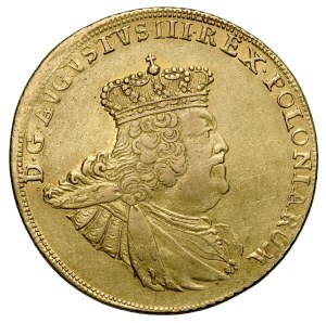 August III 1733-1763, 10 talarów 1755 E-C, Podwójny Augustod'or, Lipsk.