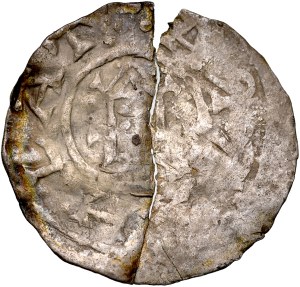 Bolesław Chrobry 992-1025, Denar po 1000 r., Wielkopolska, Av.: Głowa księcia w lewo, napis: BOLEZLAVVS, Rv.: Kapliczka, napis: AREAHLAT, RRR.