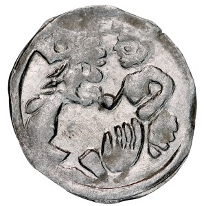 Silesia, Duchy of Legnica-Brzeg, Rupert II, Wenceslaus III, Louis III, 1419–1441, Halerz, Obverse: Virgin Mary with the Child, Reverse: Silesian Eagle, Lubin.