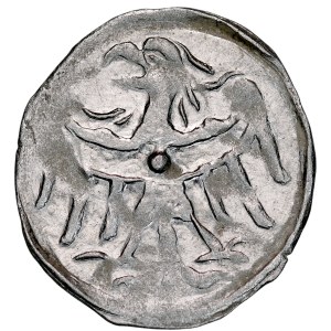 Silesia, Duchy of Legnica-Brzeg, Rupert II, Wenceslaus III, Louis III, 1419–1441, Halerz, Obverse: Virgin Mary with the Child, Reverse: Silesian Eagle, Lubin.