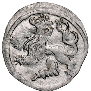 Silesia, Duchy of Wrocław, Sigismund of Luxembourg 1419–1437, haler, ca. 1422, obverse: Head of St. John; reverse: Bohemian Lion, Wrocław.