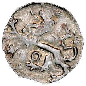 Silesia, Duchy of Wrocław, Sigismund of Luxembourg 1419–1437, haler, ca. 1422, obverse: Head of St. John, reverse: Bohemian Lion, Wrocław.