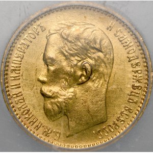 Rusko, Mikuláš II. 1894–1917, 5 rubľov 1902 AP, Petrohrad.