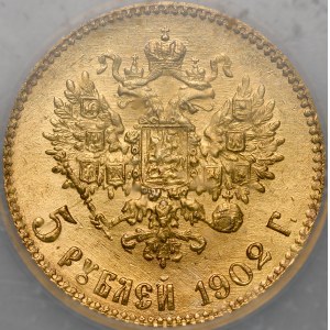 Rusko, Mikuláš II. 1894–1917, 5 rubľov 1902 AP, Petrohrad.