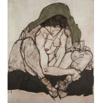 Egon Schiele (1890-1918), Nude with green shawl