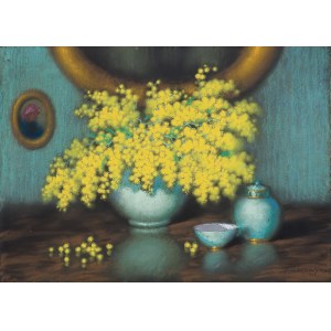 Marian Szczerbinski, STILL NATURE WITH MIMOZA FLOWERS, 1942