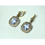 Pendant earrings with diamonds and blue stones, 1st half of 20th century.