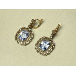 Pendant earrings with diamonds and blue stones, 1st half of 20th century.
