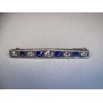 Brooch with white and blue jewelry stones, mid-20th century.