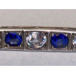 Brooch with white and blue jewelry stones, mid-20th century.