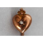 Heart-shaped pin with diamond, 19th century.