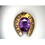 Large horseshoe-shaped brooch/pendant with amethyst, 19th/20th century.