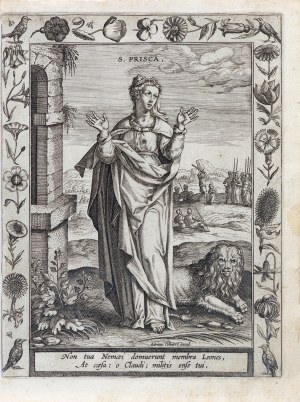 Adriaen Collaert (ok. 1560-1618), Święta Pryska, z serii: Martyrologium sanctarum virginum, wyd. Adriaen Collaert, Antwerpia, między 1590 -1610 r.