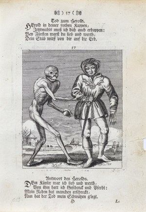 Jacques Antony Chovin (1720-1776) wg Matthäusa Meriana (1593-1650), Taniec śmierci - Herold, wyd. Bazylea, 1744