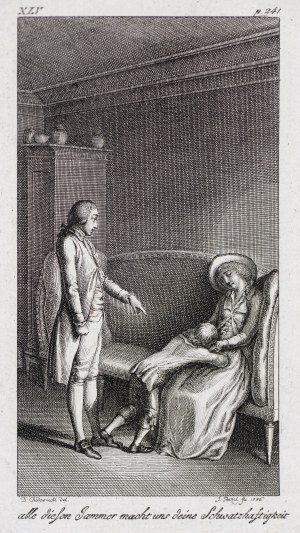 Daniel Chodowiecki (1726-1801), Johann Georg Penzel (1754-1809), Ludwik zostaje skarcony za swoją gadatliwość, wyd. Lipsk, 1786 r.