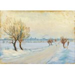 Jozef PIENIĄŻEK (1888-1953), Winter landscape with the city in the background