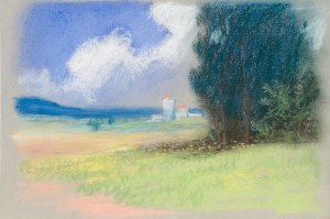 Frantisek Xaver HARLAS (1865-1947), Pejzaż z zabudowaniami w dali, ok. 1913