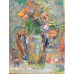 Jan CYBIS (1897-1972), Flowers in a tin jug, 1949