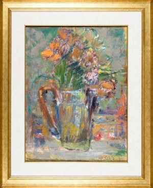 Jan CYBIS (1897-1972), Kwiaty w cynowym dzbanuszku, 1949