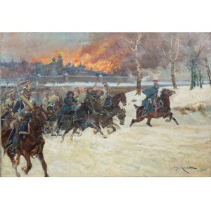 Jerzy KOSSAK (1886-1955), Retreat from under the burning Moscow, 1925