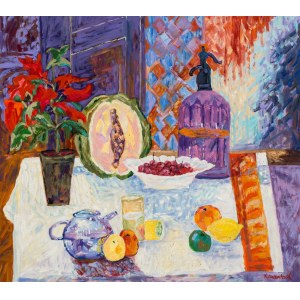 Jan SZANCENBACH (1928 - 1998), Still Life. Pumpkin and siphon, 1996