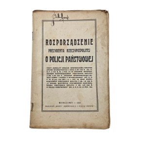 Regulation of the President of the Republic of Poland on the State Police, Warsaw 1932