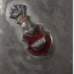 Silver cigarette case with the coats of arms of Łodzia and Lubicz, enamel, silver sample 800, signed KiM [Krupski and Matulewicz].