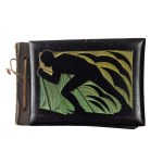 Album of photographs from Zakopane, cover carved and colored with a figure of a skier in the type of Z. Stryjeńska