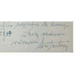 JASTRUN Mieczyslaw - handwritten correspondence with autograph , postcard dated 15.III.1975