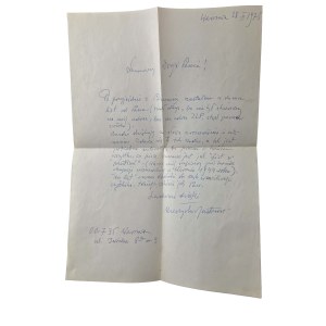 JASTRUN Mieczysław - handschriftlicher Brief mit Autogramm, Korrespondenz vom 28.III.1975 + Umschlag
