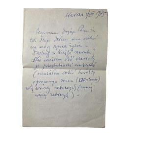 JASTRUN Mieczysław - handschriftlicher Brief mit Unterschrift, Korrespondenz vom 3.7.1975