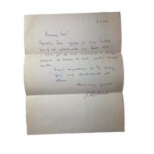 BARTOSZEWSKI Władysław - handschriftlicher Brief mit Autogramm, Korrespondenz vom 6.II.1973