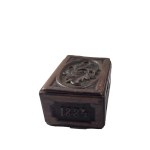 MITAU [Latvian: Jeglava] wooden snuff box dated 1884, decorated, name E. Willmans