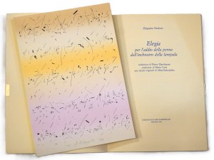 HERBERT Zbigniew, Elegia per l'addio della penna, una tavola originale di KALCZYŃSKA Alina (grafika sygnowana), nakład 250 egzemplarzy, Milano 1989 r., stan bardzo dobry