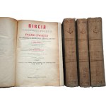 BIBLIA ŁACIŃSKO-POLSKA czyli PIBLIA ŁACIŃSKO-POLSKA czyli Pismo Święte Starego i Nowego Testamentu, JAKÓB WUJKA, Volumes I-IV, with commentary by Menochius T. J, Vilnius 1907,
