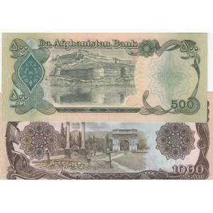 Afghanistan, 500 Afganis and 1000 Afganis, 1979/ 1979, UNC, p59/ p61a, (Total 2 Banknotes)
