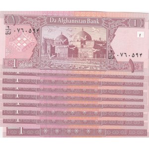 Afghanistan, 1 Afgani, 2002, UNC, p64a, (Total 10 Banknotes)