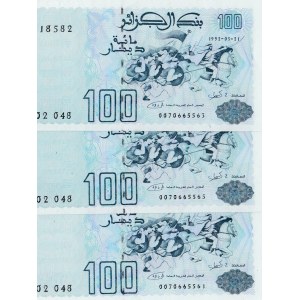 Algeria, 100 Dinars, 1992, UNC, p137, (Total 3 banknotes)