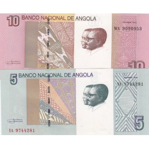 Angola, 5 Kwanzas and 10 Kwanzas, 2012, UNC, p144/p145, (Total 2 banknotes)