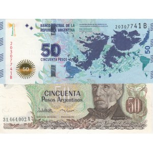 Argentina, 50 Pesos and 50 Pesos, 1983-85/ 2015, UNC, (Total 2 Banknotes)