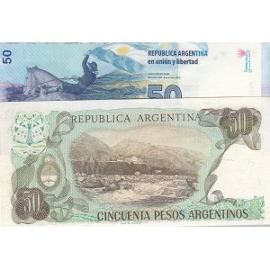 Argentina, 50 Pesos and 50 Pesos, 1983-85/ 2015, UNC, (Total 2 Banknotes)
