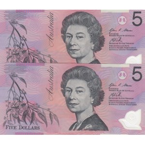 Australia, 5 Dollars, 2013, UNC, p57h, (Total 2 consecutive banknotes)